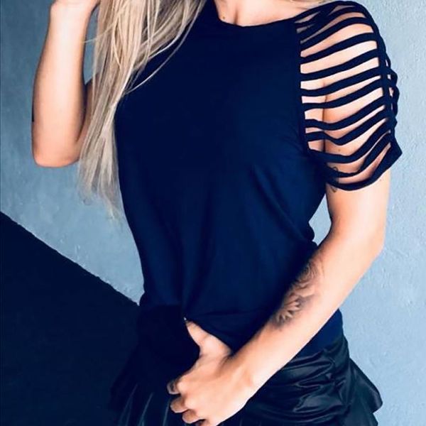 women's t-shirt solid fashion women summer hollow out short sleeve loose casual o-neck t shirt femme, White
women's t-shirt solid fashion women summer hollow out short sleeve loose casual o-neck t shirt femme, White