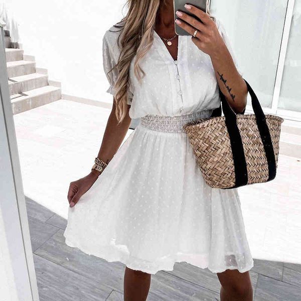 summer white chiffon shirt dress v neck women casual elastic waist office a line dress lady elegant black dot party vestido 2021 x0521, Black;gray
summer white chiffon shirt dress v neck women casual elastic waist office a line dress lady elegant black dot party vestido 2021 x0521, Black;gray