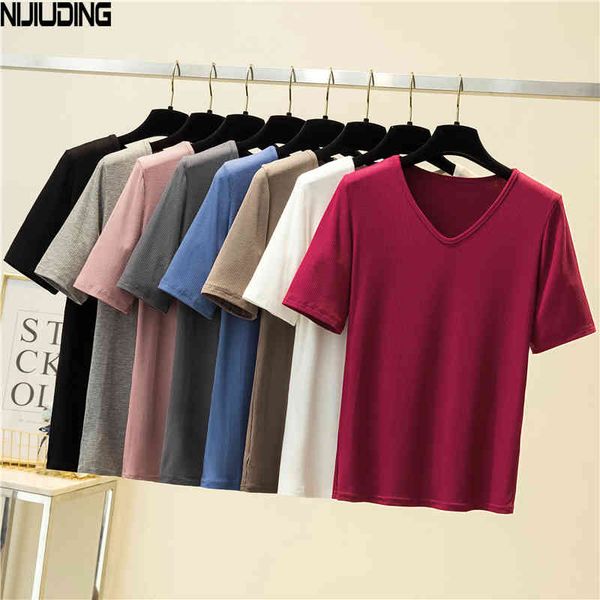 women t-shirts summer pinstripe v-neck short sleeve solid office lady elastic harajuku tshirts 8 color 210514, White
women t-shirts summer pinstripe v-neck short sleeve solid office lady elastic harajuku tshirts 8 color 210514, White