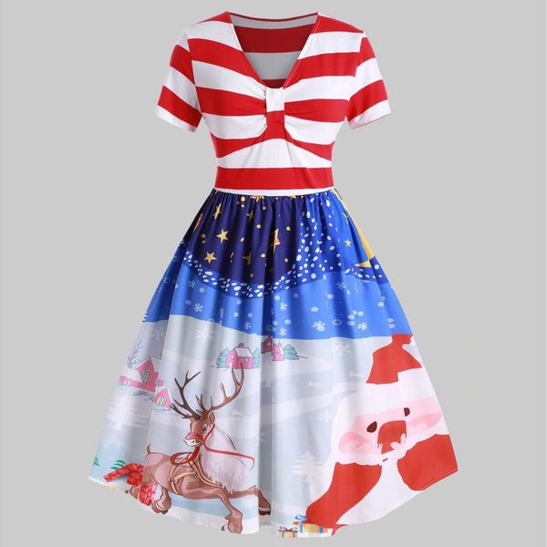 casual dresses women dress fashion plus size loose short sleeve v-neck christmas vintage stripe printed swing party vestidod23#, Black;gray
casual dresses women dress fashion plus size loose short sleeve v-neck christmas vintage stripe printed swing party vestidod23#, Black;gray