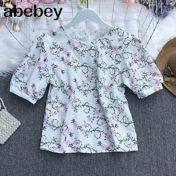 women's t-shirt 2021 summer women korean fashion o-neck puff sleeve versatile loose casual print floral top, White
women's t-shirt 2021 summer women korean fashion o-neck puff sleeve versatile loose casual print floral top, White