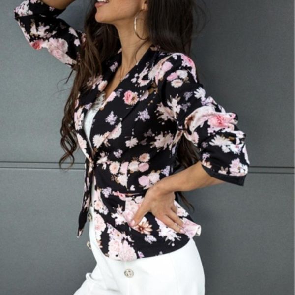 women's suits & blazers 2021 autumn design women jacket long sleeve floral print one button slim suit casual blazer coat, White;black
women's suits & blazers 2021 autumn design women jacket long sleeve floral print one button slim suit casual blazer coat, White;black