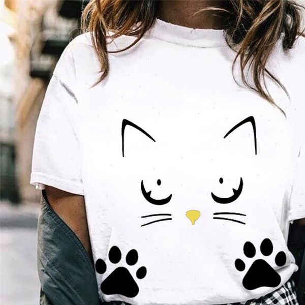 cartoon cat women face print t shirt short sleeve o neck loose tshirt summer tee camisetas mujer, White
cartoon cat women face print t shirt short sleeve o neck loose tshirt summer tee camisetas mujer, White