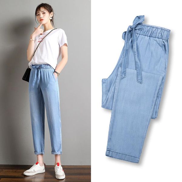 women's jeans woman high waist tencel elastic thin loose harem ankle-length pants women 2021, Blue
women's jeans woman high waist tencel elastic thin loose harem ankle-length pants women 2021, Blue