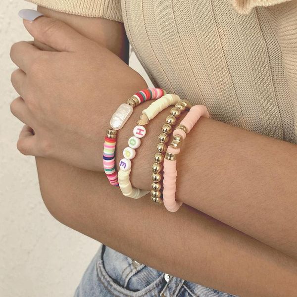 charm bracelets 4pcs/set & bangles for women girl colorful mini round beads soft ceramic letter heart charms bracelet bohemian jewelry, Golden;silver
charm bracelets 4pcs/set & bangles for women girl colorful mini round beads soft ceramic letter heart charms bracelet bohemian jewelry, Golden;silver