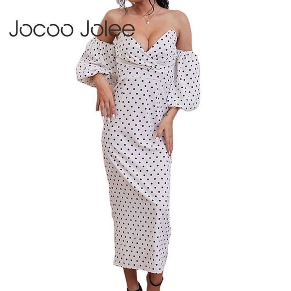 women elegant lantern sleeve off shoulder long dress casual polka dot slim a line dress v neck party evening dress 210619, Black;gray
women elegant lantern sleeve off shoulder long dress casual polka dot slim a line dress v neck party evening dress 210619, Black;gray