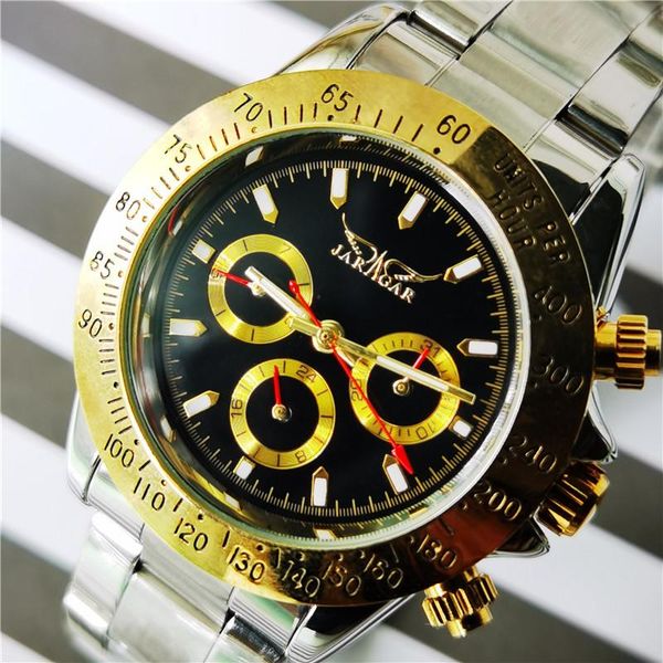 jaragar 2021 golden bezel 3 dial display luxury series mens watches brand fashion automatic mechanical watch wristwatches, Slivery;brown 
jaragar 2021 golden bezel 3 dial display luxury series mens watches brand fashion automatic mechanical watch wristwatches, Slivery;brown