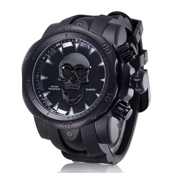wristwatches black hip-hop skull men watch relogio masculino skeleton head big dial silicone band waterproof sport cool decor quartz watches, Slivery;brown
wristwatches black hip-hop skull men watch relogio masculino skeleton head big dial silicone band waterproof sport cool decor quartz watches, Slivery;brown