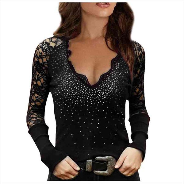 fashion lace drilling women blouses long sleeve and pullover mujer de moda spring summer solid shirt, White
fashion lace drilling women blouses long sleeve and pullover mujer de moda spring summer solid shirt, White