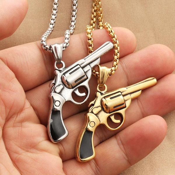 pendant necklaces punk hip hop gold/steel color men gun necklace stainless steel biker cowboy pistol men's chain jewelry gift, Silver
pendant necklaces punk hip hop gold/steel color men gun necklace stainless steel biker cowboy pistol men's chain jewelry gift, Silver