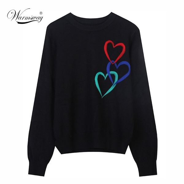 black&white all-match knit women sweater embroidery heart o-neck long sleeve fall winter warm slim pullover harajuku c-051 210522, White;black
black&white all-match knit women sweater embroidery heart o-neck long sleeve fall winter warm slim pullover harajuku c-051 210522, White;black