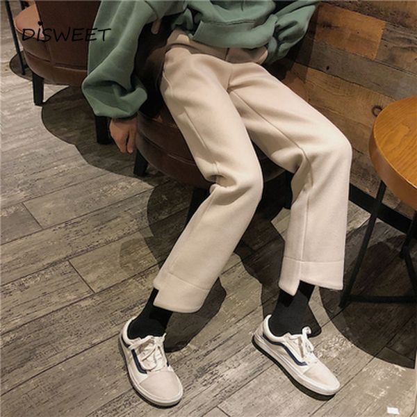 pant high waist solid woman simple loose irregular woolen women casual slim straight women's pants, Black;white
pant high waist solid woman simple loose irregular woolen women casual slim straight women's pants, Black;white