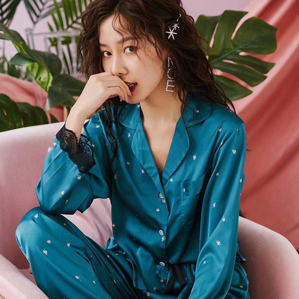 women's sleepwear spring new ins style homewear ladies soft silk satin lace pajamas set women v-neck elegant comfort thin dub, Black;red
women's sleepwear spring new ins style homewear ladies soft silk satin lace pajamas set women v-neck elegant comfort thin dub, Black;red