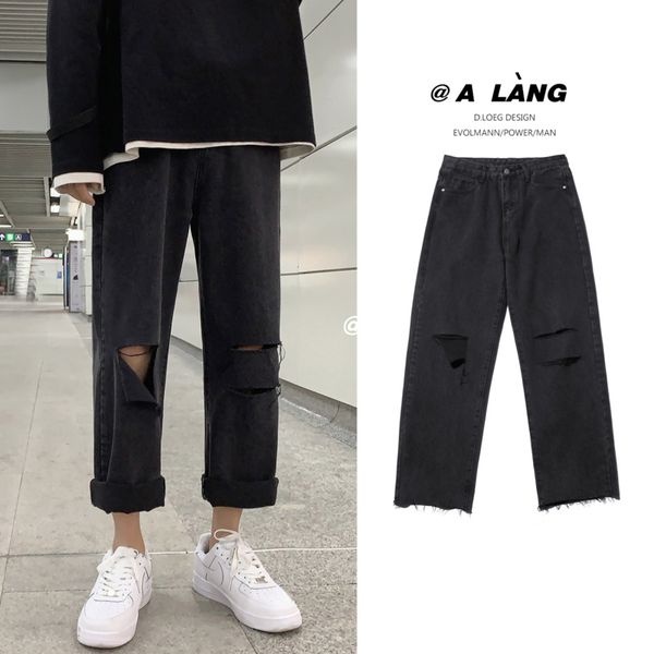 black ripped jeans mens fashion washed solid color casual pants hole jeans men streetwear loose hip hop denim trousers ens, Blue
black ripped jeans mens fashion washed solid color casual pants hole jeans men streetwear loose hip hop denim trousers ens, Blue