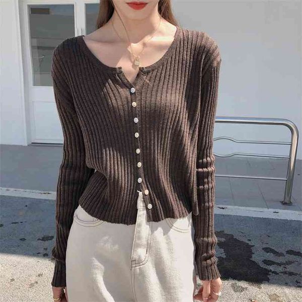 autumn women simple solid short knit sweater long sleeve fashion single breasted casual cardigan 210527, White
autumn women simple solid short knit sweater long sleeve fashion single breasted casual cardigan 210527, White
