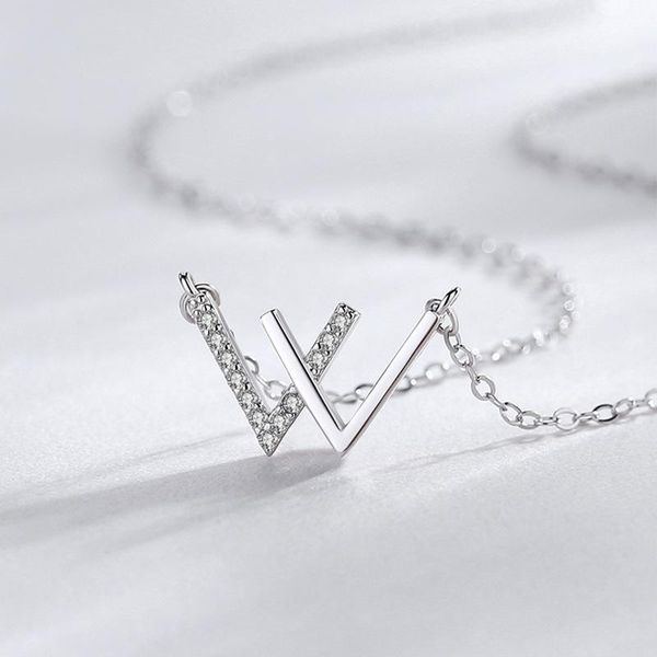 pendant necklaces 2021 necklace stainless steel jewelry for women w letter chain choker minimalist valentine bijoux gift, Silver