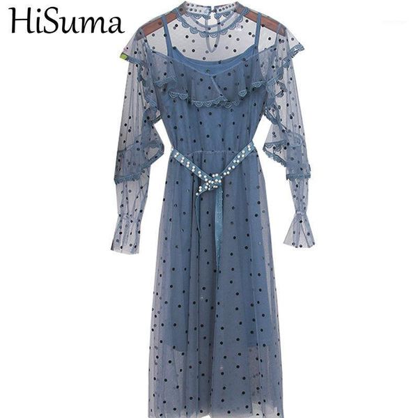 casual dresses 2021 summer flare sleeve women polka dot mesh gauze party ruffles dress lady pearl bead belt sashes slim pleated lace midi, Black;gray
casual dresses 2021 summer flare sleeve women polka dot mesh gauze party ruffles dress lady pearl bead belt sashes slim pleated lace midi, Black;gray