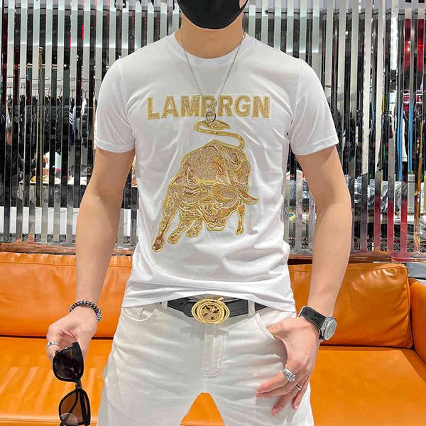 tee black gold t-shirt fashion summer 2021 clothing taurus social club embroidered drill thin short sleeve top, White;black
tee black gold t-shirt fashion summer 2021 clothing taurus social club embroidered drill thin short sleeve top, White;black