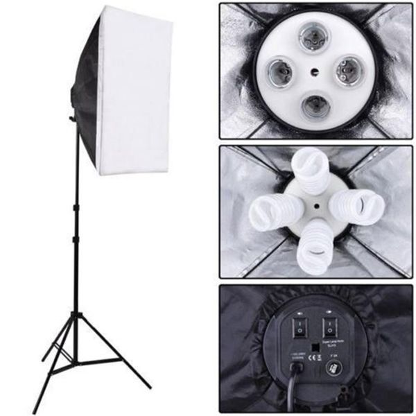 po studio kit pography lighting 4 socket lamp holder + 50*70cm softbox +2m light stand soft box & accessories
po studio kit pography lighting 4 socket lamp holder + 50*70cm softbox +2m light stand soft box & accessories