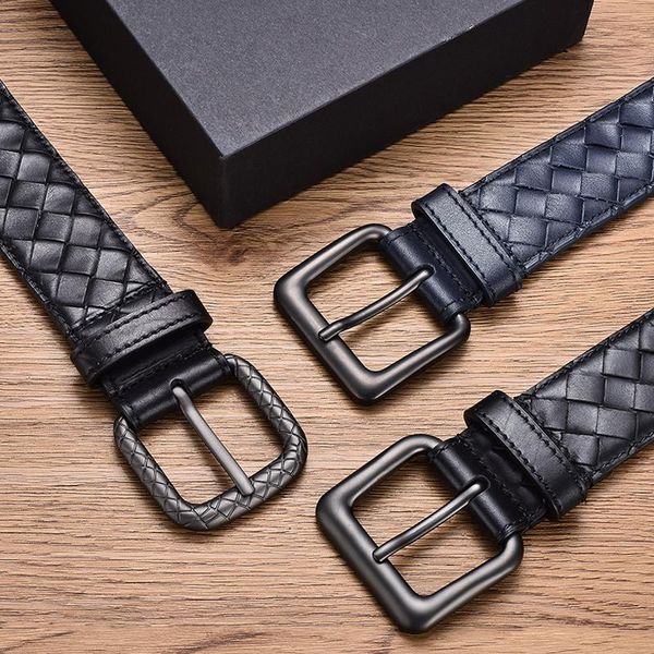 belts men's leather belt genuine hand-woven business simplicity pin buckle pant gift box packaging, Black;brown 
belts men's leather belt genuine hand-woven business simplicity pin buckle pant gift box packaging, Black;brown
