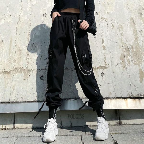 big pockets cargo high waist womens pants streetwear baggy tactical trouser hip hop quality joggers female, Black;white
big pockets cargo high waist womens pants streetwear baggy tactical trouser hip hop quality joggers female, Black;white
