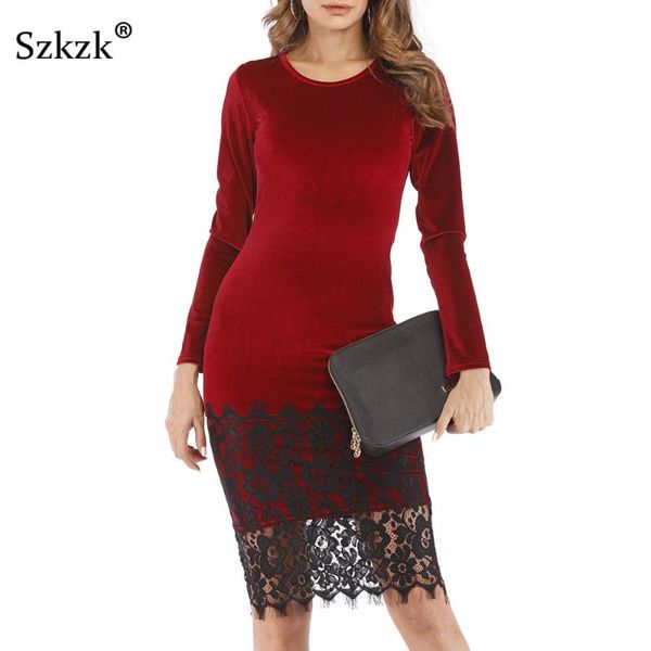 casual dresses szkzk lace velvet dress women 2021 spring party vestidos long sleeve o neck wine red green black midi bodycon, Black;gray
casual dresses szkzk lace velvet dress women 2021 spring party vestidos long sleeve o neck wine red green black midi bodycon, Black;gray