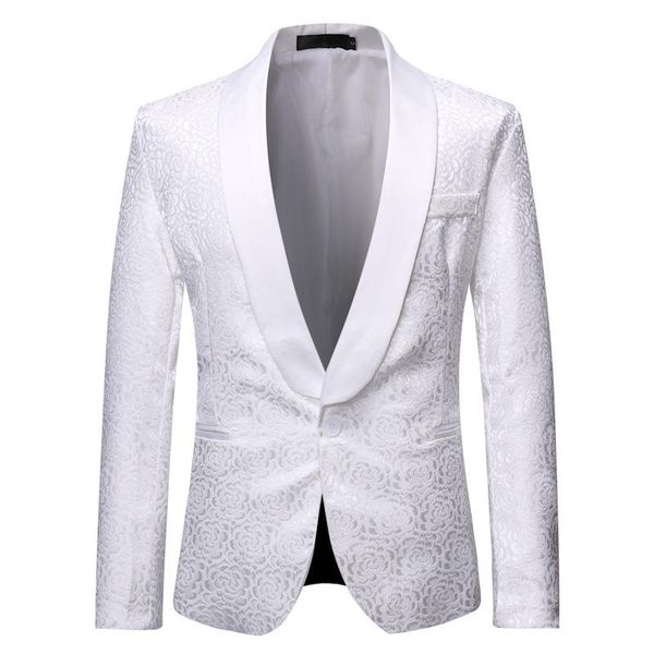 men's suits & blazers white rose jacquard blazer men shawl collar one button jacket mens wedding party stage banquet dress costume homm, White;black
men's suits & blazers white rose jacquard blazer men shawl collar one button jacket mens wedding party stage banquet dress costume homm, White;black