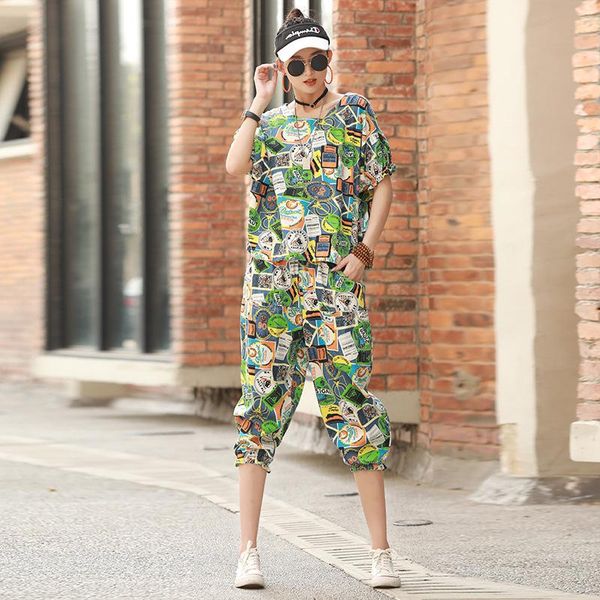 two piece set t shirt graffiti design tracksuit matching ladies clothing outfits 2 loose fashion suits streetwear chic women's pants, White
two piece set t shirt graffiti design tracksuit matching ladies clothing outfits 2 loose fashion suits streetwear chic women's pants, White