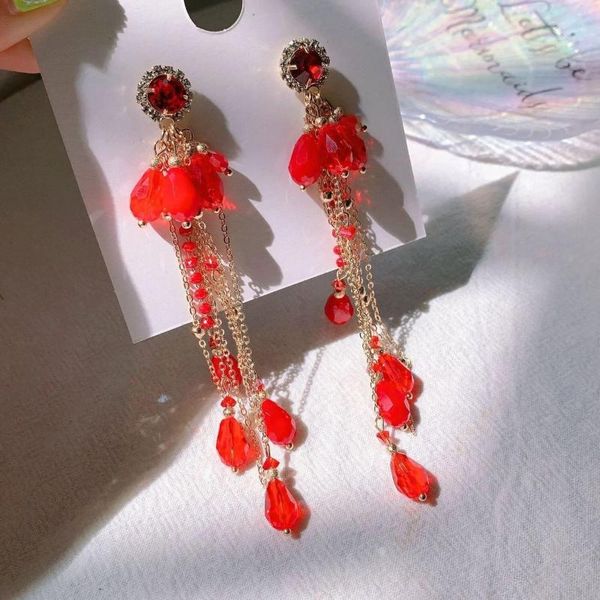 dangle & chandelier korean fashion red crystal drop earring rhinestone long tassel earrings bride luxulry jewelry for women, Silver
dangle & chandelier korean fashion red crystal drop earring rhinestone long tassel earrings bride luxulry jewelry for women, Silver
