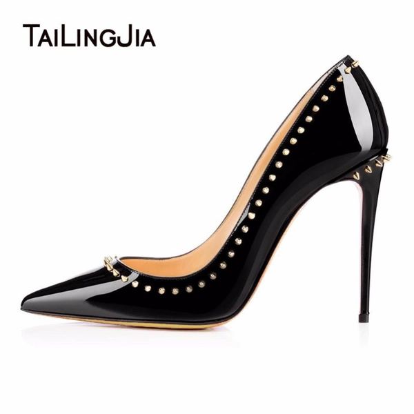 dress shoes studs pointed toe woman pumps high heels ladies slip on party with rivets patent leather individualistic stilettos heeled, Black
dress shoes studs pointed toe woman pumps high heels ladies slip on party with rivets patent leather individualistic stilettos heeled, Black