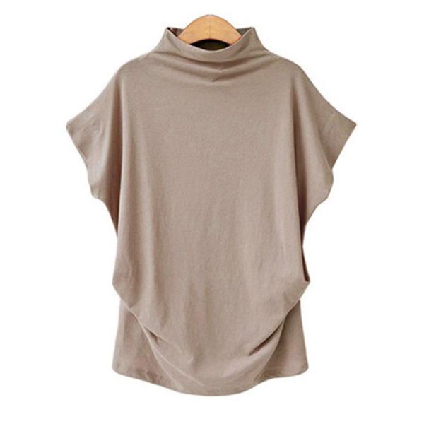 women's t-shirt 2021 plus size semi-high collar bat sleeve solid color loose short women, White
women's t-shirt 2021 plus size semi-high collar bat sleeve solid color loose short women, White