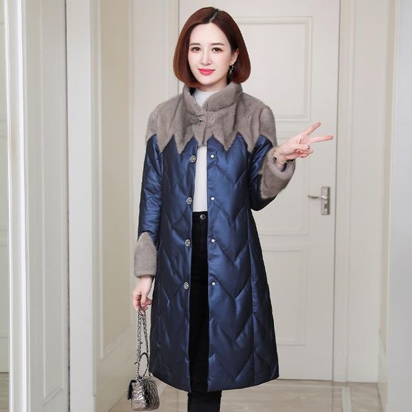 women's leather & faux 90% white duck down winter jackets collar coat female real sheepskin jacket women ropa zjt2142, Black
women's leather & faux 90% white duck down winter jackets collar coat female real sheepskin jacket women ropa zjt2142, Black
