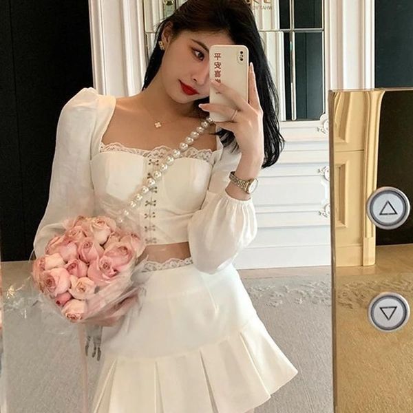 casual dresses elegant dress women white lace puff sleeve evening party sweet design kawaii female 2 piece set 2021 summer, Black;gray
casual dresses elegant dress women white lace puff sleeve evening party sweet design kawaii female 2 piece set 2021 summer, Black;gray