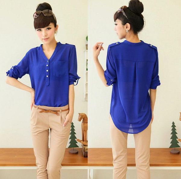 women's blouses & shirts women v-neck chiffon long sleeve casual shirt blouse spring summer solid color formal cardigan bottom for, White
women's blouses & shirts women v-neck chiffon long sleeve casual shirt blouse spring summer solid color formal cardigan bottom for, White