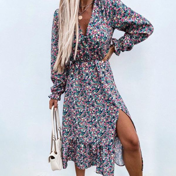 casual dresses spring autumn long floral print summer dress for women v-neck button sleeve female split boho maxi everyday, Black;gray
casual dresses spring autumn long floral print summer dress for women v-neck button sleeve female split boho maxi everyday, Black;gray