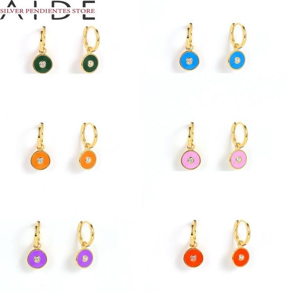 hoop & huggie aide 9mm creative round dripping oil hoops earrings for women simple 925 sliver jewelry pendientes mujer, Golden;silver 
hoop & huggie aide 9mm creative round dripping oil hoops earrings for women simple 925 sliver jewelry pendientes mujer, Golden;silver