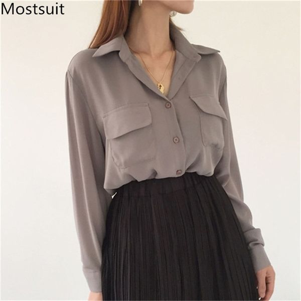 korean office chiffon blouses shirts women long sleeve turn-down collar pockets fashion casual elegant blusas mujer 210513, White
korean office chiffon blouses shirts women long sleeve turn-down collar pockets fashion casual elegant blusas mujer 210513, White