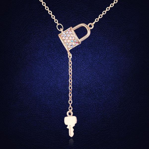 elegant austria crystal lock key chain necklace for women charm gold color fashion brand jewelry accessories pendant necklaces, Silver
elegant austria crystal lock key chain necklace for women charm gold color fashion brand jewelry accessories pendant necklaces, Silver