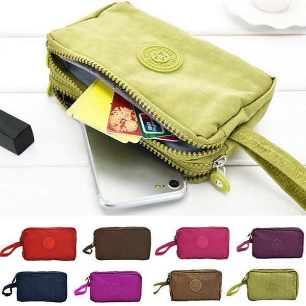 fashion womens solid 3 layer canvas phone bag short wallet three zipper coin card key purse makeup, Red;black
fashion womens solid 3 layer canvas phone bag short wallet three zipper coin card key purse makeup, Red;black