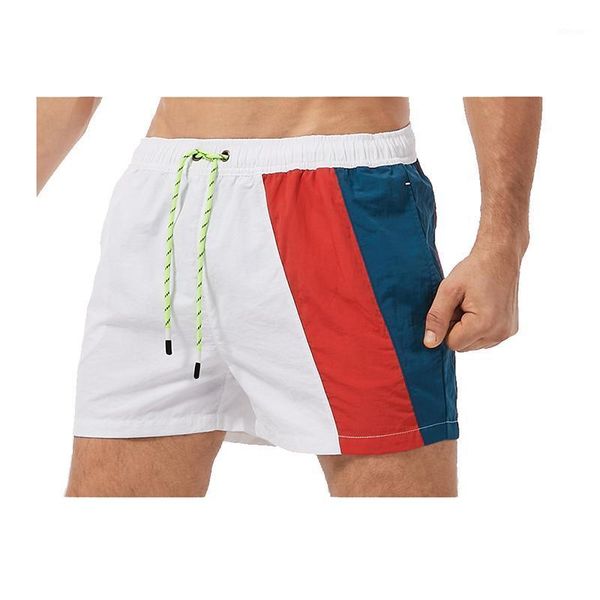 men's shorts 2021 summer swimming trunks quick dry board beachwear with pockets mens swim, White;black