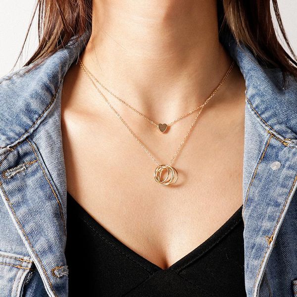 pendant necklaces 2 layers simple choker necklace gold silver color chain heart circle for women girls party jewelry gift
pendant necklaces 2 layers simple choker necklace gold silver color chain heart circle for women girls party jewelry gift