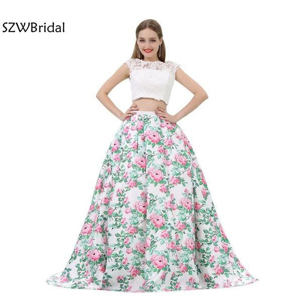 party dresses fashion custom made floral print two piece prom 2021 evening dress for graduation vestido formatura longo, White;black
party dresses fashion custom made floral print two piece prom 2021 evening dress for graduation vestido formatura longo, White;black