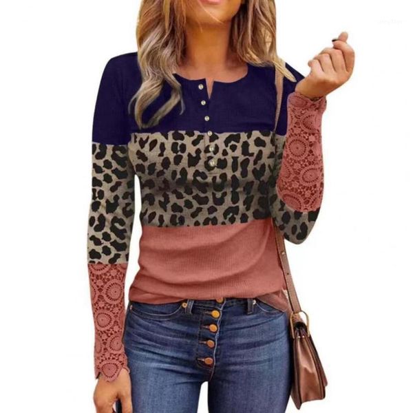 women's blouses & shirts women blouse long sleeve buttons decor pullover color block leopard print lace stitching streetwear, White
women's blouses & shirts women blouse long sleeve buttons decor pullover color block leopard print lace stitching streetwear, White