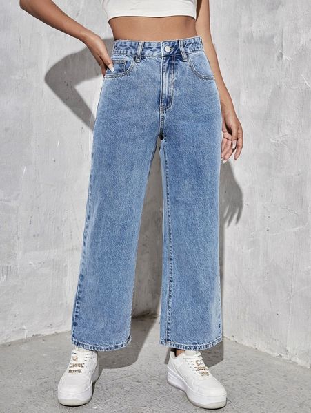 high waist washed jeans b3ou#, Blue
high waist washed jeans b3ou#, Blue
