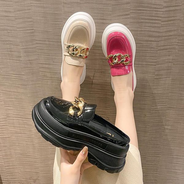 ladies slippers, summer fashion, outer wear, metal decorative platform mid-heel solid color baotou semi-drag leather shoes. slippers, Black
ladies slippers, summer fashion, outer wear, metal decorative platform mid-heel solid color baotou semi-drag leather shoes. slippers, Black