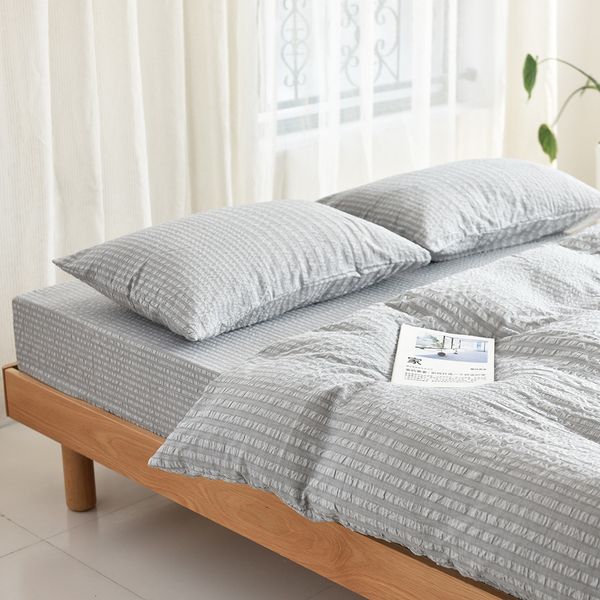 non printing washed cotton seersucker four piece set of pure cotton striped bed and fitted sheets
non printing washed cotton seersucker four piece set of pure cotton striped bed and fitted sheets