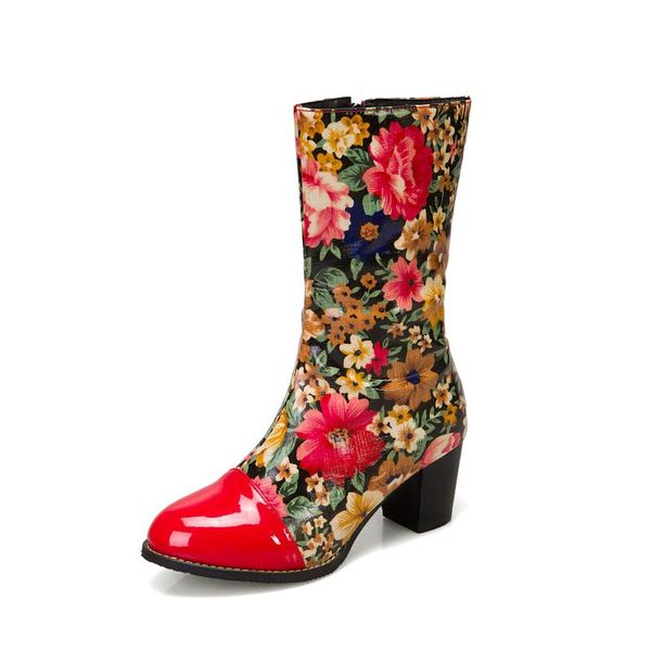 boots mkkhou fashion short women winter patent leather round head flower thick heel plus velvet warm large size 34-48, Black
boots mkkhou fashion short women winter patent leather round head flower thick heel plus velvet warm large size 34-48, Black