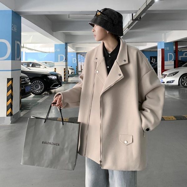 men's wool & blends winter mid-length woolen coat men warm fashion oversized korean loose casual jacket mens overcoat s-2xl, Black
men's wool & blends winter mid-length woolen coat men warm fashion oversized korean loose casual jacket mens overcoat s-2xl, Black