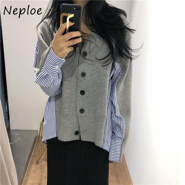 women's knits & tees neploe striped stitching v-neck sweater 2021 autumn and winter elegant woman sweaters single-breasted knitted card, White
women's knits & tees neploe striped stitching v-neck sweater 2021 autumn and winter elegant woman sweaters single-breasted knitted card, White