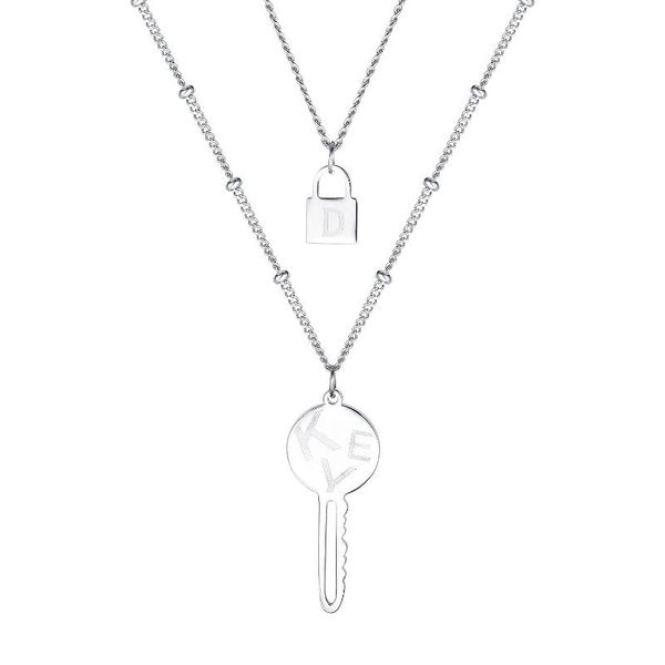 pendant necklaces trend layered chain key lock pendants women's y2k fashion stainless steel egirl aesthetic jewelry accessories necklac, Silver
pendant necklaces trend layered chain key lock pendants women's y2k fashion stainless steel egirl aesthetic jewelry accessories necklac, Silver